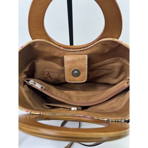 Relic Brand Collection Floral Handbag Canvas Wood Summer Crossbody Festive - Picture 5 of 10